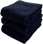 Serafina Home Navy Blue Kitchen Dish Towels: 100% Cotton Cloth Soft Cleaning Drying Absorbent Textured Terry Loop, Set of 3 Multipurpose for Everyday Use Brand