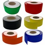 3 Ace Crafts (Pack of 6) Straight Edge Poster Paper Border Roll- (48mm x 50 Meters)- (Scarlet, Lemon, Leaf Green, Ultra Blue, Black, Orange) School/Office, Classroom Decoration, Fade Resistant Paper