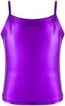 iEFiEL Kids Girls Shiny Metallic Dance Shirt Yoga Sports Workout Spaghetti Shoulder Straps Tank Tops Tees Purple 6 Years