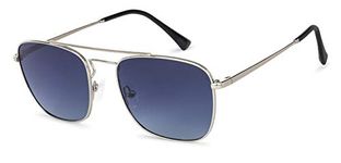 John Jacobs | Polarized & UV Protection Sunglasses For Men & Women | Silver Black Blue Gradient Full Rim Square Medium (Size-56) JJ S12962-C2-Pack of 1