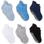 MOMISY Baby Girl Boys Non Slip Toddlers Infant Regular Warm Cotton Stretch Crew Anti-Slip Anti Skid Socks -6 Pairs (Dotted, 0 to 1 years), Multicolor