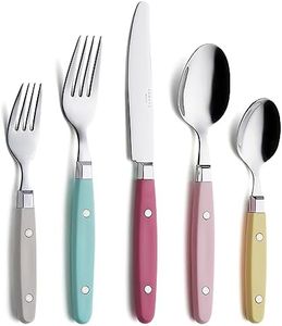 ANNOVA Silverware Set 20 Pieces Stainless Steel Color Handle with Rivet/Retro Flatware (Mix Pastel, 20 Pieces)
