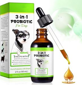 Probiotics for Dogs 60mL | 3-in-1 Liquid Digestive Enzymes & Probiotic Supplement | Supports Gut Health, Digestion & Immunity | All Breeds & Ages | Bacon Flavour
