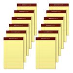 TOPS Docket Gold Writing Pads, 5" x 8", Jr. Legal Rule, Canary Paper, 50 Sheets, 12 Pack (63900)