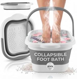 AWA Foot Soaking Tub, Collapsible Foot Bath Soak Tub for Soaking Feet, Pedicure Bowl, Plastic Feet Soaking Tub with Acupressure Massage Points, Foldable Laundry Basket (White Foot Tub)