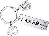 MADHAHEFU Funny 40th Birthday Gifts 40th Birthday Keyring for Family Friends Coworker 40th Birthday Present Jewelry (40th Birthday Keyring)