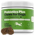 Deley Naturals Probiotics Plus Chews for Dogs, Gut Health Supplement, 5 Billion CFU's, Digestive Enzymes, Prebiotics, Dog Allergies, Diarrhea, Yeast, Pumpkin Flavor, 90 Chews - Made in The US