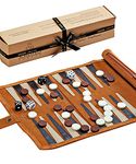 Jaques of London Travel Backgammon Set | Luxury Leather Backgammon Board Game | Backgammon Travel Set with Backgammon Pieces | Travel Backgammon Set Roll Up | Since 1795