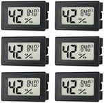 Hygrometer Indoor Humidity Meter Hydrometer Outdoor Thermometers 6 Pack Humidity Meters Gauge Hygrometer Mini Digital Bearded Dragon Thermometer for Tank with Fahrenheit (℉) Humidors,Greenhouses