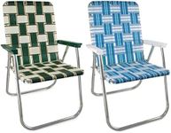 Lawn Chair USA - Outdoor Chairs for Camping | 2- Pack (Sea Island with White Arms & Charleston with Green Arms, Classic)