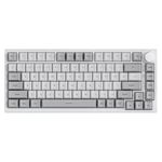 FIRSTBLOOD ONLY GAME. AK820 Wired 75% Mechanical Keyboard, Hot-Swappable Gasket-Mounted Gaming Keyboard with Red Switches, 81 PBT Keycaps Grey-White Layout, Multimedia Keys Knob, White Backlit