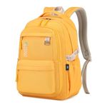 MUSEVOS Trendy Casual Backpack with Solid Color, Water Resistence School Backpack for Girls Boys, Teen Bookbag for Men Women, Yellow, Modern