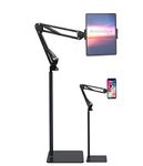 BROLAVIYA Multi-Direction Universal Tripod Floor Stand for 4'-10.2' Diagonal inch, with Gooseneck Clip Lazy Arm Bracket for Both Mobiles and Tablets for Bedroom, Office, Kitchen