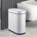 ELPHECO Bathroom Trash Cans with Lid - 2 Gallon Automatic Trash Can, Small Motion Sensor Garbage Can, Slim Smart Trash Bin, Waterproof Plastic Garbage Bin for Bathroom, White Black