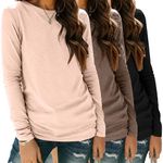 Zeagoo 3 Pack Womens Long Sleeve Tunic Tops Crewneck Basic Tee Tops Casual Loose Fall Outfit Clothes