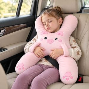 FFKQBH Car Pillow for Kids with Neck Support, Kids Travel Pillow and Sleeping Cushion for Toddlers, Soft Car Seat Pillow for Road Trips (Pink)