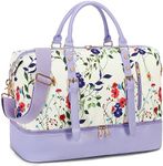 Weekender Overnight Bag Oversized Travel Duffel for Men and Women Carry On Tote Shoe Compartment, Morning glory-purple, 21.2"/9.0"/16.5", Classic