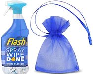 Flash Sparkling Clean, Spray Wipe Done, 800ml + Our Gift for You: Organza Bag Size: 9x7x0.1cm - Choose 1 Fragrance (Antibacterial White Blossom Scent)