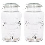 2X 6.5L Glass Drinks Dispensers with Tap - Large Kitchen Party Water Juice Punch Drink Fridge Container Jug Bottle Jar - by Rink Drink