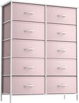 Sorbus Kids Dresser with 10 Drawers - Storage Unit Organizer Chest for Clothes - Bedroom, Kids Room, Nursery, & Closet (Pink, 34 x 12 x 47-10 Drawer)