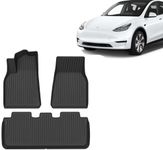 DESLE Fit 2020-2024 Tesla Model Y Floor Mat,Full Cover 3D Mat, All Weather Floor Mats Custom Fit Eco-Friendly Heavy Duty Rubber Odorless Model Y Accessories,Fit 2020-2024,3Pcs