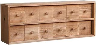 Vintage Desktop Storage Chest with 12 Drawers - Desktop Chest Drawer for Storage and Organization - Solid Wood Medicine Cabinet for Tabletop - Unfinished Wood Rustic Card Catalog Drawers with Handles