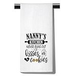 POFULL Nanny's Kitchen Tea Towel Nanny Gift Nanny's Kitchen Never Runs Out of Kisses and Cookies Dish Towel (Nanny's Kitchen Towel)