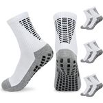 KOOOGEAR 3 Pairs Kids Grip Socks Football Socks Boys Girls,Non-slip Soccer Sports Socks Black White Breathable Cushioned Trainer Socks for Running Hockey Football Rugby Ages 6-12