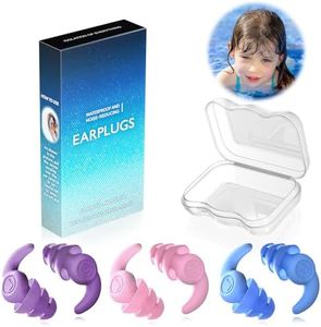 Kids Swimming Ear Plugs, 3 Pairs Waterproof Swimming Ear Plugs for Kids, Soft Silicone Reusable Earplugs, Ear Protection for Showering Swimming Bathing for Children 4-12 Years Old