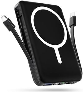 Podoru for Magsafe Power Bank,Portable Charger 10000mAh with Cable PD 20W Mini Fast Charge with LED Display Mag-Safe Battery Pack for iPhone 17/16/15/14/13/12 All Series-Black