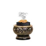 Aro Vatika Brass Burner Used for Burning Incense/Charcoal/Sambrani Dhoop/with Wooden Coaster to Hold The Burner (Black)