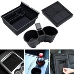 Center Console Organizer Tray + Armrest Hidden Storage Box + Cup holder 3 PCS for Tesla Model 3 Model Y 2023 2022 2021, Car Interior Flocked Hidden Cubby Drawer, Drink Holder