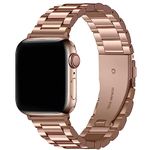 Croiky Stainless Steel Metal Chain Bands Compatible with Apple Watch Straps 41mm 40mm 38mm for iWatch straps Series 8 7 6 5 4 3 2 1 SE (Rose Gold) [WATCH NOT INCLUDED]