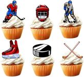 18pcs Hockey Cupcake Toppers for Boys Men Girls Hockey Birthday Party Supplies Sport Hockey Ball Party Decorations Ice Hockey Birthday Cake Decorations