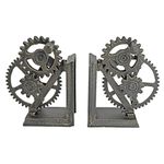 Design Toscano Industrial Gear Steampunk Decor Bookends, 15 Inch, Set of Two, Multicolored