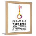 Chaka Chaundh Motivational inmotivational inspirational quotes frame (DREAM BIG WORK HARD STAY FOCUSED - White)