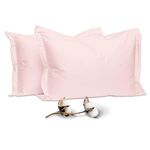 Pizuna 400 Thread Count Cotton Light Pink Pillowcases set of 2 Standard, 100% Long Staple Cotton Oxford Pillowcases 2 Pack, Luxurious Soft Satin-Pillowcases-Light Pink (Standard Pillowcase Set-75x50)