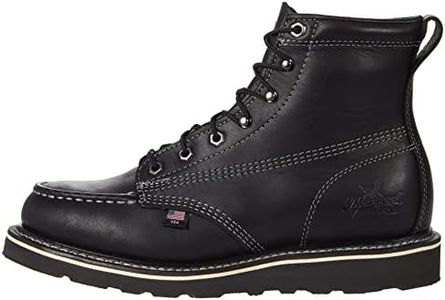 Thorogood American Heritage 6” Moc Toe Work Boots for Men - Soft Toe, Premium Full-Grain Leather with Slip-Resistant Wedge Outsole and Comfort Insole; EH Rated, Black (Midnight Series), 11