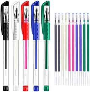 ibotti 5 Colors Stick Heat Erasable Fabric Marking Pens with 10 Free Refills, 5-Pack of Assorted Colors, (White,Red,Blue,Black,Green)