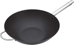 MasterClass Wok Carbon, Non Stick, Carbon Steel, 8 Litres Wok Pan, 35.5cm (14''), Black