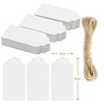 Box.it.pack.it Kraft Paper Gift Tags, White, Scallop 8x4 cm, 100 Pack with String