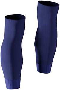 Tekkerz leg sleeve over 20 color variations compatible with grip socks for soccer, football, hockey, rugby athletic socks, Navy Blue, Medium