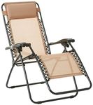 Amazon Basics Zero Gravity Relaxing Chair, Lightweight, 112 D x 65 W x 154 H cm, Beige