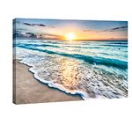 Wieco Art Extra Large Sea Waves Canvas Prints Wall Art Ocean Beach Pictures Paintings for Living Room Bedroom Home Decorations Modern Seascape Giclee Artwork Ready to Hang