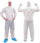 RAYGARD Dust Polypropylene Disposable Coverall with Hood, Elastic Cuffs Hazmat Suits for Spray Painting Industrial (White, XX-Large)