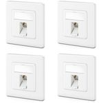 deleyCON 4x CAT8 Keystone Network Sockets Set 2000 MHz 40 Gbps Flush-Mounted 4x Network Socket & 4x Keystone Module with RJ45 Socket STP Shielded Metal Housing Data Socket Network Cable Installation