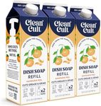 Cleancult Dish Soap Liquid Refills - Plant Based Cleaning Power - Cuts Grease & Grime - Free of Harsh Chemicals - Uses 90% Less Plastic - Mandarin Peel - 32 oz/3 Pack