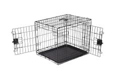 Amazon Basics Foldable Metal Wire Dog Crate with Tray, Double Door, 30 Inch, Black