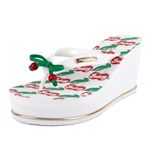 Juicy Couture Wedge Platform Flip Flop: High-Fashion, Soft Beach Sandal, Thong-Style Slide, White Cherry, 9