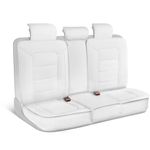 MotorBox Classic Edition Bench Seat Cover, Premium Faux Leather Back Seat Covers for Cars Trucks Vans SUV, Rear Car Seat Covers Back Seats Only, Automotive Interior Cover - White